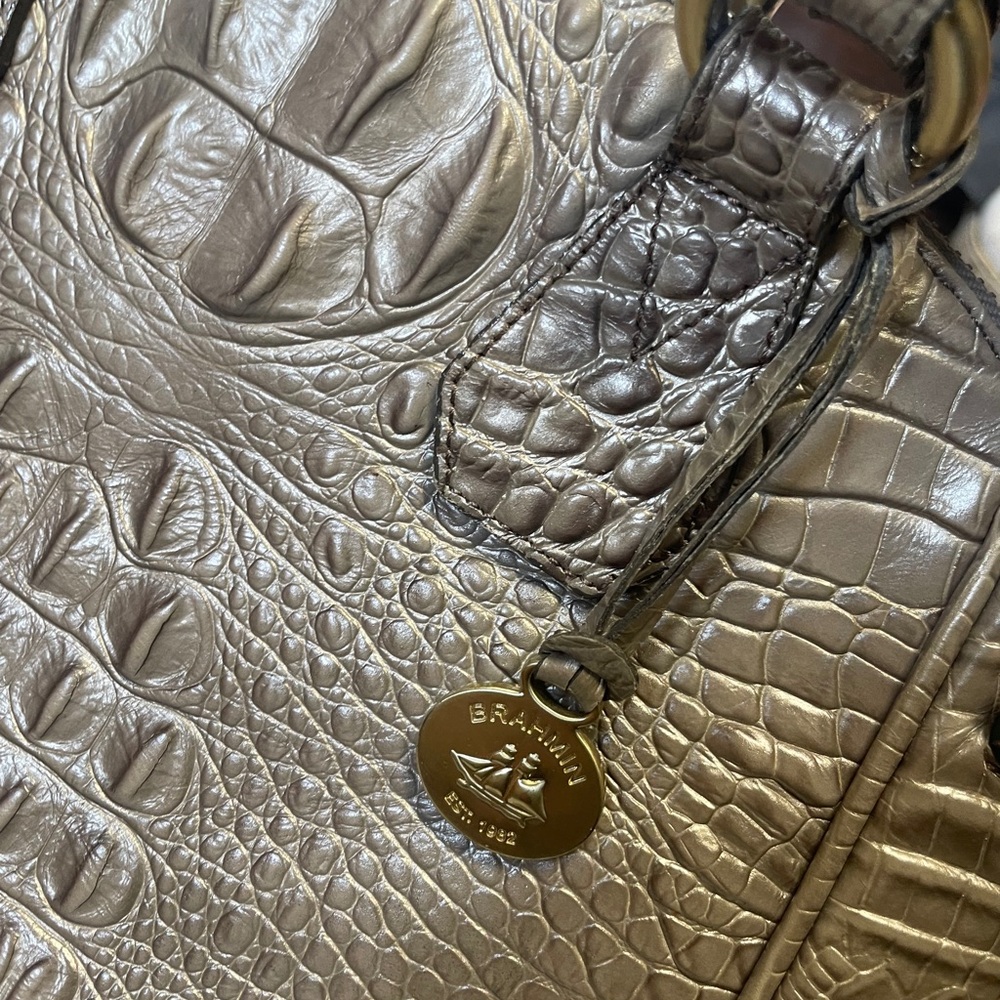 Brahmin Silver Crocodile-Embossed Medium Asher Tote - Picture 12 of 13